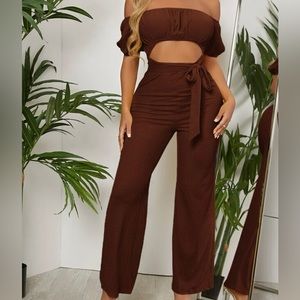 Off The Shoulder Belted Jumpsuit